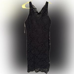 Black lace glitter bodycon dress with bow